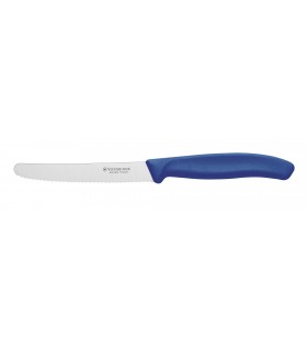 Victorinox 6.7832 Boite de 20 Couteau de table/tomates, lame crantée 11 cm inox, bout rond, manche polypropylène bleu.