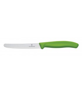 Victorinox 6.7836.l114 Boite de 20 Couteau de table/tomates, lame crantée 11 cm inox, bout rond, manche polypropylène vert.