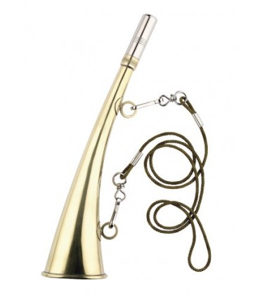 Manufacturer 173.25 Corne d'appel plate cintrée 25 cm, laiton recuit musique, 2 anneaux fixes avec cordon