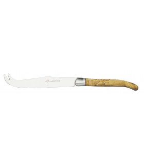 G.David 2814 Couteau à fromage, manche olivier, guilloché, mitre inox mat, en coffret.