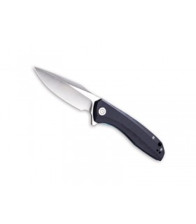 Civivi c801c Couteau, lame 8,5 cm acier 9Cr18MoV satiné, flipper, manche 11,5 cm  acier inox bleu avec plaq & entret. G10 noir