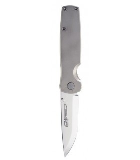 Marttiini  960110 Couteau Folding handy,  lame acier 420 à cran intérieur et à bouton, manche 11 cm aluminium anodisé gris