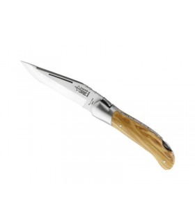 G.David 2502 Couteau, lame acier 12C27 à cran, manche 12 cm olivier, mitre inox mat