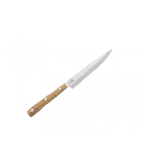 Due Cigni 2c.502 Couteau cuisine DUE CIGNI « HAKUCHO », lame 12,5 cm pleine soie acier X50CrMoVN15, manche olivier 3 rivets.