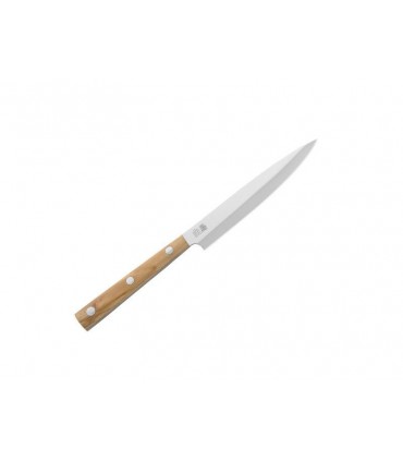 Due Cigni 2c.502 Couteau cuisine DUE CIGNI « HAKUCHO », lame 12,5 cm pleine soie acier X50CrMoVN15, manche olivier 3 rivets.