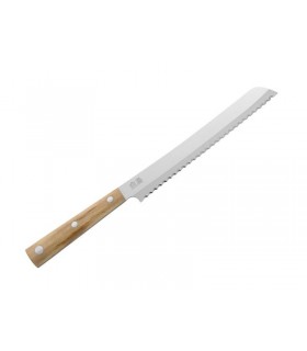 Due Cigni 2c.510 Couteau Pankiri  HAKUCHO , lame dentée 21 cm pleine soie acier X50CrMoVN15, manche olivier 3 rivets.