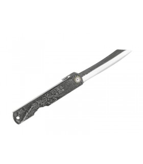 Higonokami 2673 Couteau, lame acier carbone San Mai, manche 10 cm laiton noir