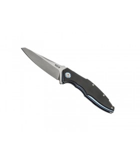 MKM mk.vp01gbbk Couteau raut, lame acier M390 Bohler , manche 12 cm titani. 6AL4V bleu avec plaque. G10 noir,