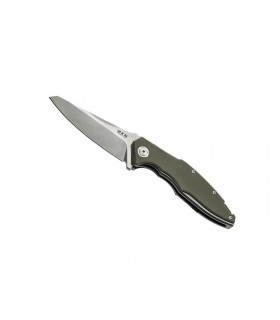 MKM mk.vp01gbgr Couteau raut, lame acier M390 Bohler finition, manche 12 cm titan. 6AL4V gris avec plaq. G10 vert