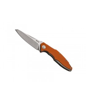 MKM mk.vp01gfor Couteau raut, lame acier M390 Bohler, manche 12 cm titan. 6AL4V gris avec plaq. G10 orange