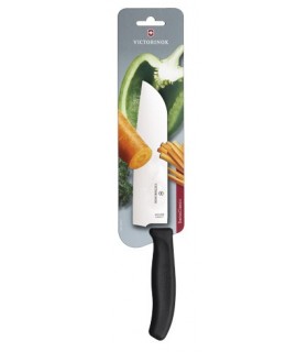 Victorinox 6.8503.17b Couteau Santoku, lame 17 cm inox, manche polypropylène noir, sur carte.