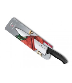 Victorinox 6.8003.25b Couteau découper, lame 25 cm inox, manche polypropylène noir, sur carte.