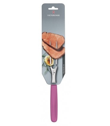 Victorinox 5.2106.15l5b Fourchette chef, lame 15 cm inox, manche polypropylène rose, sur carte.