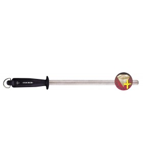 Fisher 442 Fusil de boucher « DIAMANT + », mèche ovale 27 cm chrome dur/diamant grain extra fin, manche noir.