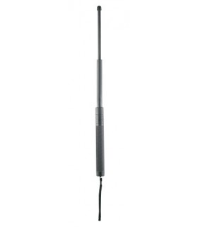 Piranha 44715 Matraque téles. carbone, 3 tube, manche PVC dragonne, étui. Lg fermée : 23 cm. Lg ouv. : 56 cm. Pds : 185 grs.