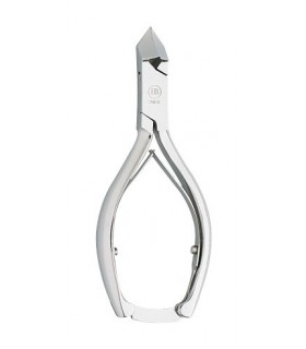Hb 4513 Pince à ongles 14 cm, acier français inox, mors obliques, double ressort et fermoir automatique.