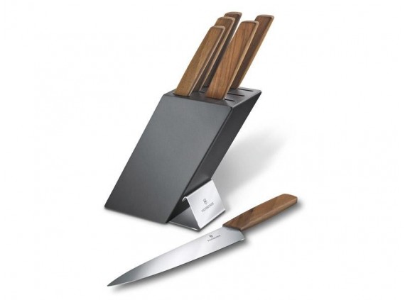Victorinox 6.7186.6 Bloc lame acier inox manche  cm Bois noyer